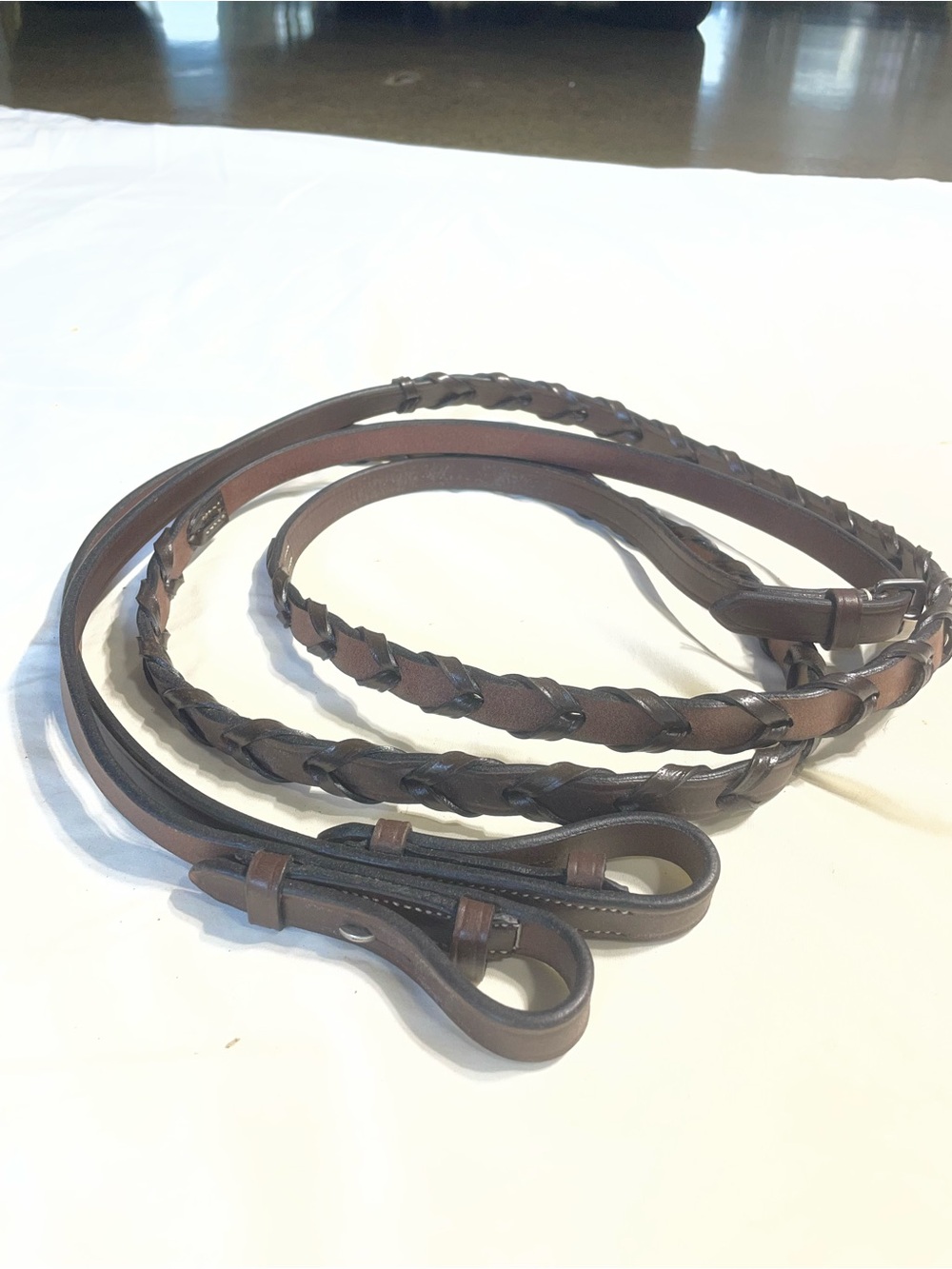 54” Brown Leather Laced Reins